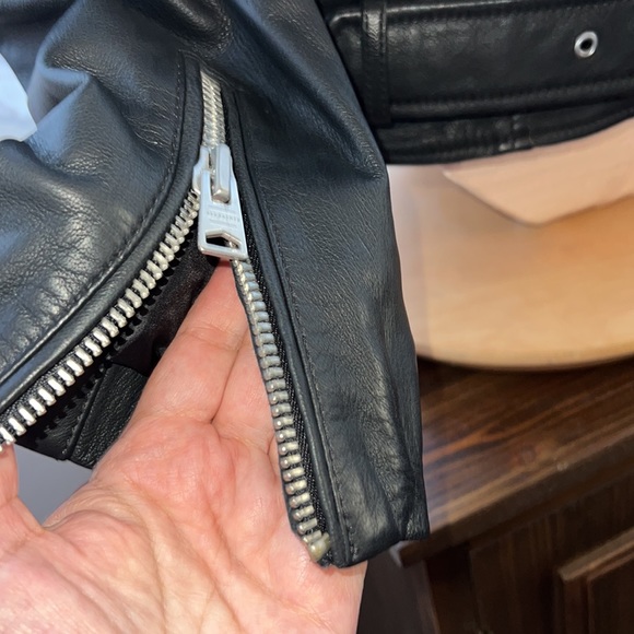 AllSaints Black Tassel Balfern Belted Biker Jacket - Picture 3 of 14